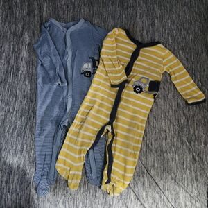 Carter's Striped Footies with Truck Design